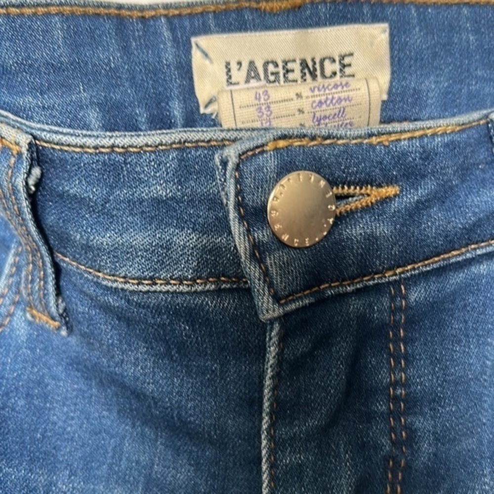 L'AGENCE Medium Wash Margot Gold Stripe SKinny Jeans/Denim- Size 30 - Picture 5 of 12